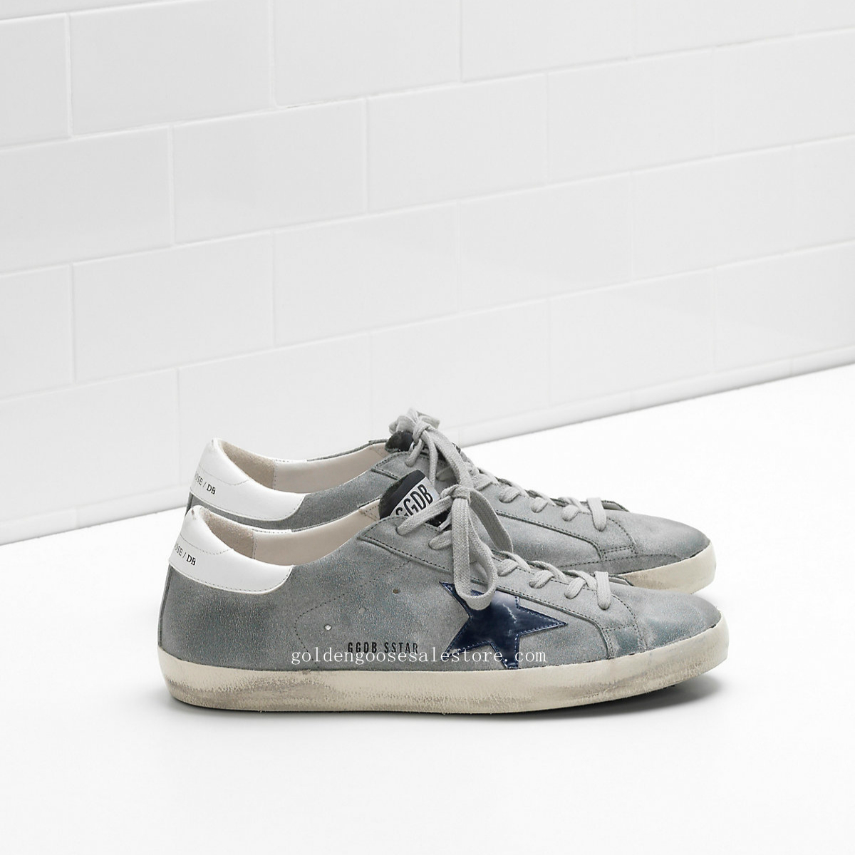 Golden Goose Deluxe Brand Super Star Sneakers In Smeared Calfskin With Shiny Leather Star G30MS590B10